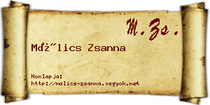 Málics Zsanna névjegykártya